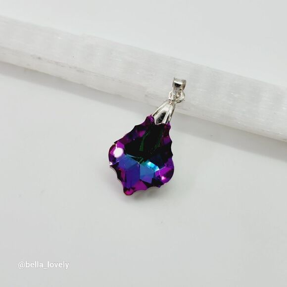 Sparkly! Faceted Multicolor Crystal Shields Pendant Color Shifting - Picture 3 of 7